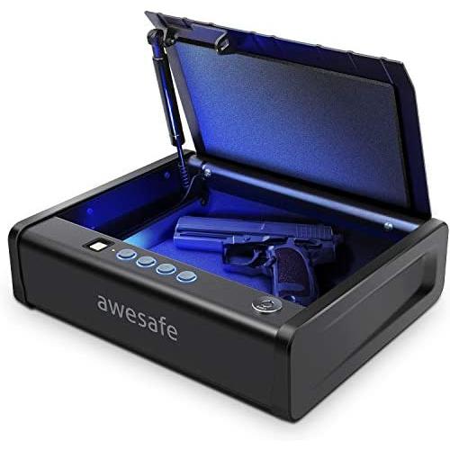 awesafe Gun Safe with Fingerprint Identification and Biometric Lock One Handgun Capacity