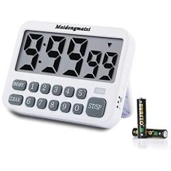 maidongmaixi Kitchen Timer, Digital Kitchen Timers, Magnetic Countdown Timer with Loud Alarm, Big Digits, Back Stand for Cooking, Classroom, Bathroom, Teachers, Kids - AAA Battery Included (White-316)