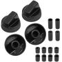 AMI PARTS Black Oven Control Switch Knob with 12 Adapters for Oven/Stove/Range Universal Knobs Wide Application