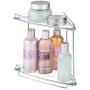 mDesign Metal 2-Tier Corner Storage Organizing Caddy Stand for Bathroom Vanity Countertops, Shelving or Under Sink - Free Standing, 2 Shelves, 2 Pack - Clear/Chrome