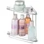 mDesign Metal 2-Tier Corner Storage Organizing Caddy Stand for Bathroom Vanity Countertops, Shelving or Under Sink - Free Standing, 2 Shelves, 2 Pack - Clear/Chrome