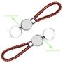 AQWJ 4PCS Sublimation Blanks PU Braided Rope Keychains，Metal Round Shape Rotary Blank Key Rings for Heat Press Sublimation Custom Personalised Sublimation Photo with Double Sides，Reddish Black