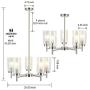 VINLUZ Contemporary 5 Light Large Chandeliers Modern Clear Glass Shades Pendant Lighting Brushed Polished Nickel Dining Room Lighting Fixtures Hanging Adjustable Wire Semi Flush Ceiling Lights