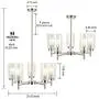 VINLUZ Contemporary 5 Light Large Chandeliers Modern Clear Glass Shades Pendant Lighting Brushed Polished Nickel Dining Room Lighting Fixtures Hanging Adjustable Wire Semi Flush Ceiling Lights
