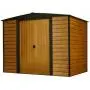 Arrow WR65 Steel 6 x 5 ft. Low Gable Galvanized Coffee/Woodgrain Storage Shed, Wood Grain Arrow WR65 Steel 6 x 5 ft. Low Gable Galvanized Coffee/Woodgrain Storage Shed, Wood Grain
