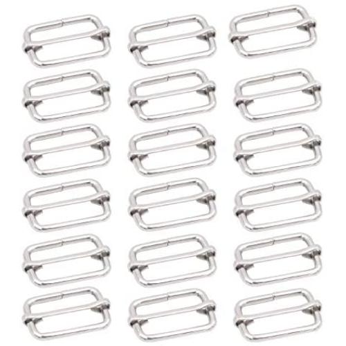 KINJOEK 100 Pieces 1 Inch 25mm Tri-Glide Slide Buckles, Adjustable Metal Webbing Strap Buckle Fasteners for Backpack, Dog Collars, Purses and Bags, Silver