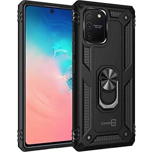 CoverON Metal Ring Kickstand Resistor Series Car Mount Compatible Phone Shockproof Cover for Samsung Galaxy S10 Lite Case/Galaxy A91 Case - Black CoverON Metal Ring Kickstand Resistor Series Car Mount Compatible Phone Shockproof Cover for Samsung Galaxy S10 Lite Case/Galaxy A91 Case - Black