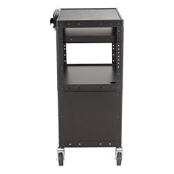 Norwood Commercial Furniture Adjustable Height Metal AV Cart with Cabinet, Electric Power & Sliding Tray, NOR-GNO1010-PK-SO