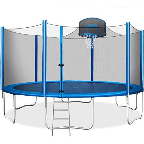 Merax 15 FT Trampoline with Safety Enclosure Net, Basketball Hoop and Ladder - 2021 Upgraded – Kids Basketball Trampoline