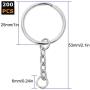 200PCS Key Ring with Chain, Metal Split Keychain Ring Parts for Organizing Home Car Office Keys and Accessories Organization, Silver