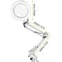 LED Magnifier Desk Lamp, 5X Magnifying Glass with Light, 3 Modes 10 Dimming, Foldable Metal Arms and Adjustable Clamp Base for Close Work Hobby Repairing Reading Crafts