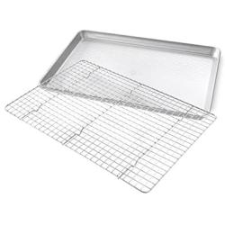 USA Pan Half Sheet Baking Pan and Bakeable Nonstick Cooling Rack, Metal