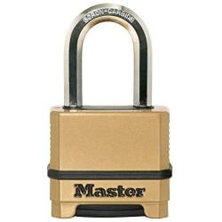 Master Lock M175XDLF Heavy Duty Outdoor Combination Lock, 1-1/2 In. Shackle, Brass Finish