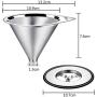 Pour Over Coffee Dripper Stainless Steel LHS Slow Drip Coffee Filter Metal Cone Paperless Reusable Single Cup Coffee Maker 1-2 Cup With Non-slip Cup Stand and Cleaning Brush