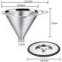 Pour Over Coffee Dripper Stainless Steel LHS Slow Drip Coffee Filter Metal Cone Paperless Reusable Single Cup Coffee Maker 1-2 Cup With Non-slip Cup Stand and Cleaning Brush