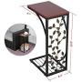 Yaheetech Moible Sofa Side End C Shaped Table Night Stands Bronze Metal Frame Wooden Top With Elegant Leaf Design for Living Room, Set of 2