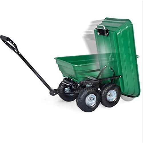 COLIBROX 650LB Green Garden Cart Dump Wagon Trailer Lawn Wheels Rolling Storage Wagon Carrier Barrow Air Tires Heavy Duty