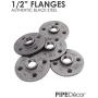 Pipe Decor 1/2'' Malleable Cast Iron Floor Flange 12 Pack, Industrial Steel Grey Fits Standard Half Inch Threaded Black Pipes and Fittings, Build Vintage DIY Furniture Shelving, Twelve Plumbing Flanges