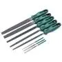 SATA 8-Piece Metal File Tray Set Containing Flat, Half-Round, Round and Square Files with Ergonomic Green Handles - ST09910