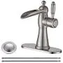 Mejor Solid Brass Single-Handle Waterfull Bathroom faucet,Lavatory faucet with 4 inches deck plate,CUPC water lines and Metal pop-up drain with overflow (Brushed Nickel) Mejor Solid Brass Single-Handle Waterfull Bathroom faucet,Lavatory faucet with 4 inches deck plate,CUPC water lines and Metal pop-up drain with overflow (Brushed Nickel)