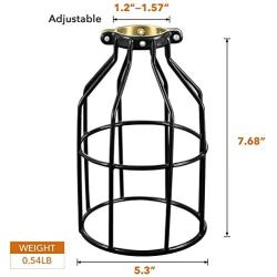 Simple Deluxe HIBULBCAGE 1-Pack Adjustable Industrial Clamp On Metal Bulb Guard Cage for Pendant, Vintage Lamp Holder and Ceiling Fan Light, Black