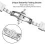 Aottom Compatible for Apple Watch Band 44mm Ceramic iWatch Band 42mm Women Men Stainless Steel Metal Butterfly Buckle Wristband Replacement Band for 42mm/44mm Apple Watch SE Series 6/5/4/3/2/1, White