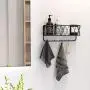 OROPY Entryway Mail Holder with Key Hooks, 10.8'' L×3.1'' W×6.1'' H, Wall Mounted Matte Black Metal Wire Mesh Storage Basket with 5 Hooks, Easy to Organize Letters, Magazines, Keys, Leashes for Entryway OROPY Entryway Mail Holder with Key Hooks, 10.8'' L×3.1'' W×6.1'' H, Wall Mounted Matte Black Metal Wire Mesh Storage Basket with 5 Hooks, Easy to Organize Letters, Magazines, Keys, Leashes for Entryway