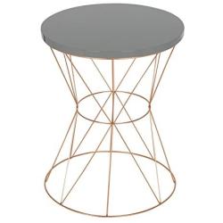 Kate and Laurel Mendel Round Metal End Table, Gray Top with Rose Gold Base