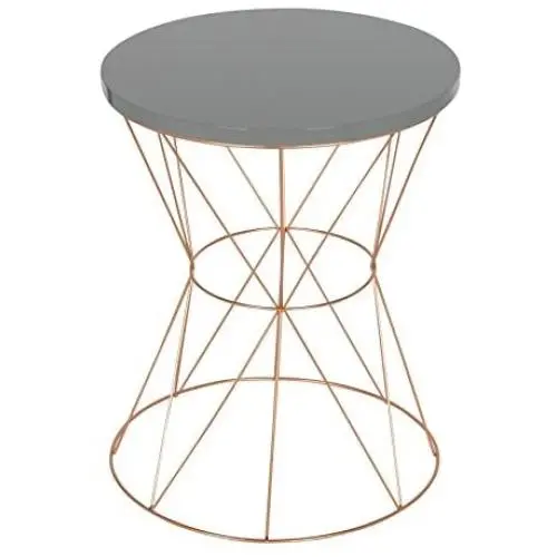 Kate and Laurel Mendel Round Metal End Table, Gray Top with Rose Gold Base Kate and Laurel Mendel Round Metal End Table, Gray Top with Rose Gold Base