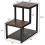 Tangkula 3-Tier Sofa Side Table, Nightstand with Storage Shelf, Sturdy Metal Frame, Ladder-Shaped Chair Side Table, Brown Tabletop Storage Shelf for Living Room or Bedroom (Brown)