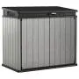 Keter Elite Store 4.6 x 2.7 Foot Resin Outdoor Storage Shed with Easy Lift Hinges, Perfect for Trash Cans, Yard Tools, and Pool Toys, ft, Grey & Black Keter Elite Store 4.6 x 2.7 Foot Resin Outdoor Storage Shed with Easy Lift Hinges, Perfect for Trash Cans, Yard Tools, and Pool Toys, ft, Grey & Black