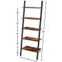 HOOBRO Ladder Shelf, 5-Tier Sloping Bookshelf, Industrial Plant Flower Stand Shelves, Leaning-Against-Wall Storage Rack for Living Room, Kitchen, Office, Metal Frame, Rustic Brown BF70CJ01