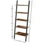 HOOBRO Ladder Shelf, 5-Tier Sloping Bookshelf, Industrial Plant Flower Stand Shelves, Leaning-Against-Wall Storage Rack for Living Room, Kitchen, Office, Metal Frame, Rustic Brown BF70CJ01 HOOBRO Ladder Shelf, 5-Tier Sloping Bookshelf, Industrial Plant Flower Stand Shelves, Leaning-Against-Wall Storage Rack for Living Room, Kitchen, Office, Metal Frame, Rustic Brown BF70CJ01