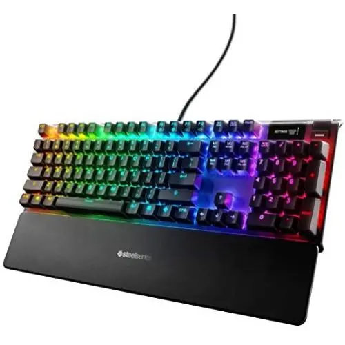 SteelSeries Apex Pro Mechanical Gaming Keyboard – Adjustable Actuation Switches – World’s Fastest Mechanical Keyboard – OLED Smart Display – RGB Backlit SteelSeries Apex Pro Mechanical Gaming Keyboard – Adjustable Actuation Switches – World’s Fastest Mechanical Keyboard – OLED Smart Display – RGB Backlit