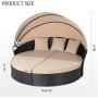 JY QAQA Patio Furniture Outdoor Lawn Backyard Poolside Garden Round Daybed with Retractable Canopy Wicker Rattan Sectional Round Sofa, Seating Separates Cushioned Seats