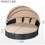 JY QAQA Patio Furniture Outdoor Lawn Backyard Poolside Garden Round Daybed with Retractable Canopy Wicker Rattan Sectional Round Sofa, Seating Separates Cushioned Seats
