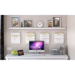 Wallniture Lisbon Wall File Holder Organizer for Office Storage, 3-Tier Mail and Magazine Holder Metal White