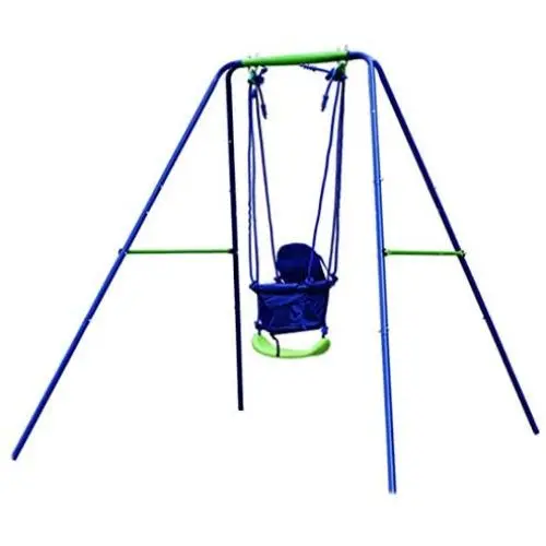 DRM 2 in 1 Active Outdoor Swing Set with 2 Seats Metal Toddler Swing Set Singe Swing/Baby Swing for Kids, Baby, Blue DRM 2 in 1 Active Outdoor Swing Set with 2 Seats Metal Toddler Swing Set Singe Swing/Baby Swing for Kids, Baby, Blue