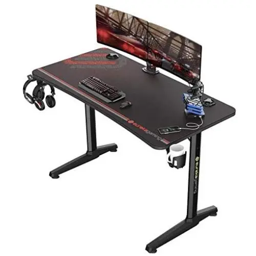 EUREKA ERGONOMIC Gaming Desk Captain Series Home Office Computer Gaming Desk Mouse Pad New Polygon Legs Design (47 inch, Black) EUREKA ERGONOMIC Gaming Desk Captain Series Home Office Computer Gaming Desk Mouse Pad New Polygon Legs Design (47 inch, Black)