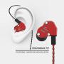 RevoNext QT2S in Ear Monitor Headphones, Triple Driver 2DD+1BA Balanced Armature with Dynamic Metal Shell Noise-Isolating Deep Bass Wired Earbuds with Detachable Cables(Red mic)
