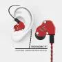 RevoNext QT2S in Ear Monitor Headphones, Triple Driver 2DD+1BA Balanced Armature with Dynamic Metal Shell Noise-Isolating Deep Bass Wired Earbuds with Detachable Cables(Red mic)
