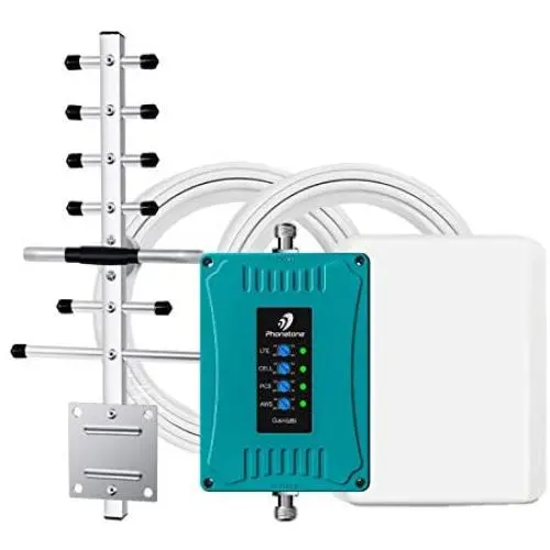 5-Band Cell Phone Signal Booster for All Carriers Verizon AT&T 3G 4G LTE Home Office Use - Multiple Band Cellular Repeater Kit Boost Voice and Data Up to 4,500Sq Ft