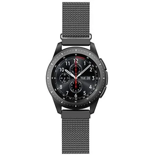 Yutior Stainless Steel Band Compatible with Samsung Galaxy Watch 3 41mm / Galaxy Watch Active 40mm / Active 2 44mm / Galaxy Watch 42mm, 20mm Metal Replacement Band for Women Men, Black