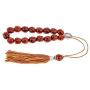 Tan Nutmeg Seed, Handmade Greek Worry Beads or Komboloi with Alpaca Metal Parts on Pure Silk Cord & Tassel, Length 34cm (13.4)