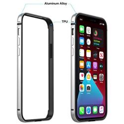 Slim Thin Phone Case Compatible with iPhone 12 Pro Max, Metal Bumper Cover with Soft TPU Inner [No Signal Interference][Support Wireless Charging] Compatible for iPhone 12 Pro Max, Silver