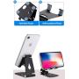 Foldable Phone Stand 2 Pack, Angle Height Adjustable Cell Phone Desk Holder, Portable Metal Aluminum, Mobile Phone Holder Cradle Dock with Non-Slip Base for iPhone, All Android Smartphone- Black