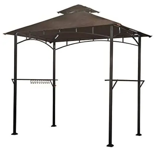 Sunjoy L-GG001PST-F 8 X 5 Soft Top Brown Double Tiered Canopy Grill Gazebo With 4Pcs Led Gazebo Grill, Sunjoy L-GG001PST-F 8 X 5 Soft Top Brown Double Tiered Canopy Grill Gazebo With 4Pcs Led Gazebo Grill,