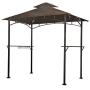 Sunjoy L-GG001PST-F 8 X 5 Soft Top Brown Double Tiered Canopy Grill Gazebo With 4Pcs Led Gazebo Grill,