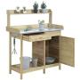 Convenience Concepts Deluxe Potting Bench with Cabinet, Natural Fir