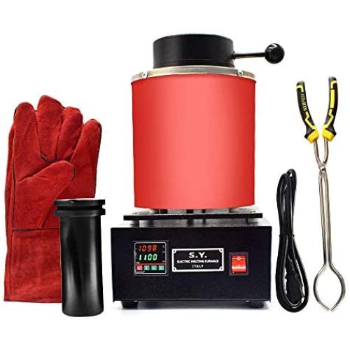 2KG Gold Melting Furnace 1150℃ /2102 ℉ Automatic Digital Melting Furnace Machine with Graphite Crucible for Precious Metals Gold Silver Jewelry,1400W